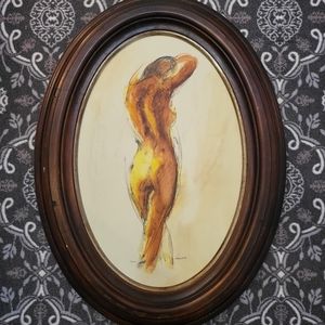 Deana Nastic Signed Limited Edition Water Color Nude Sketch on Canvas